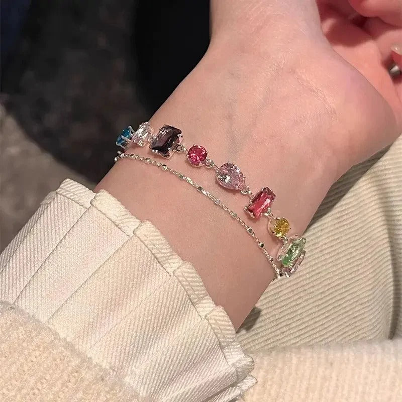 Shiny Rainbow Zircon Link Bracelet