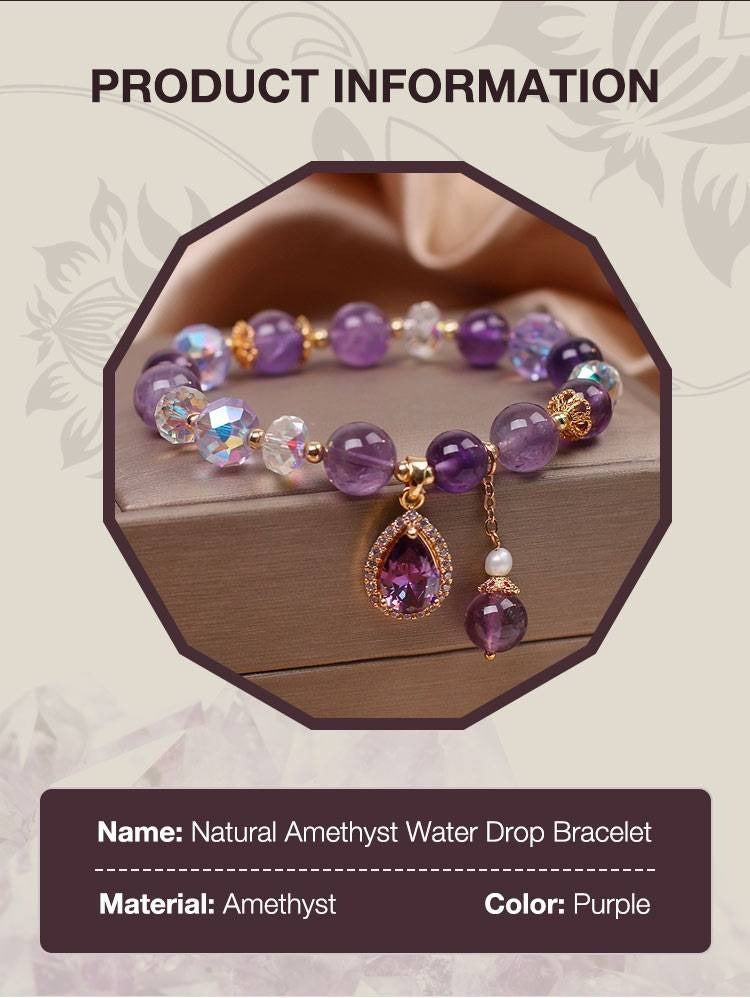 Natural Amethyst Water Drop Bracelet