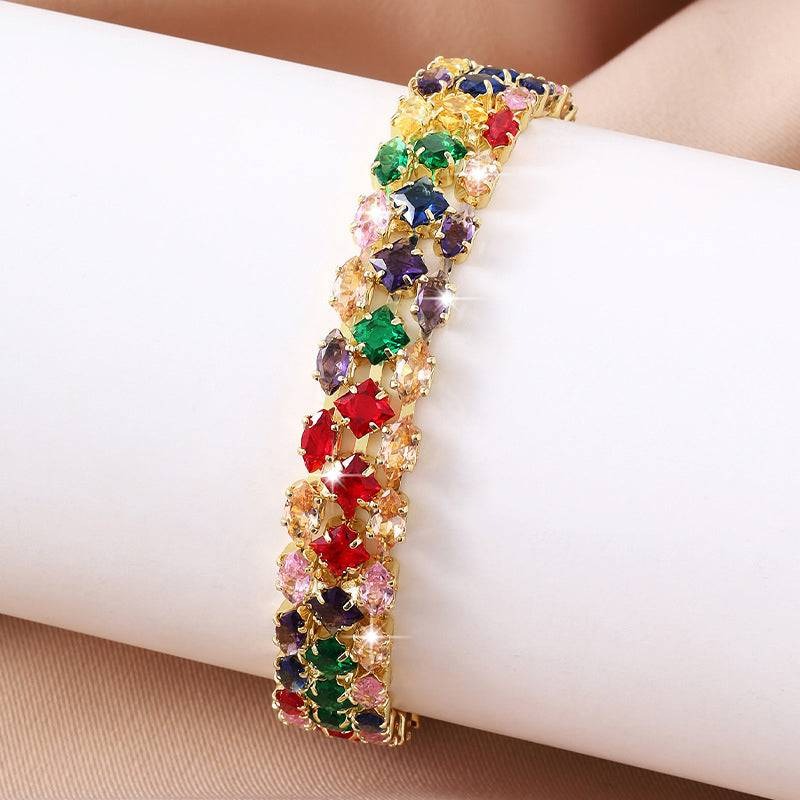 ✨ Women's Elegant Multi-Colored Crystal Bracelet – Luxury Rhinestone Stretch Bracelet