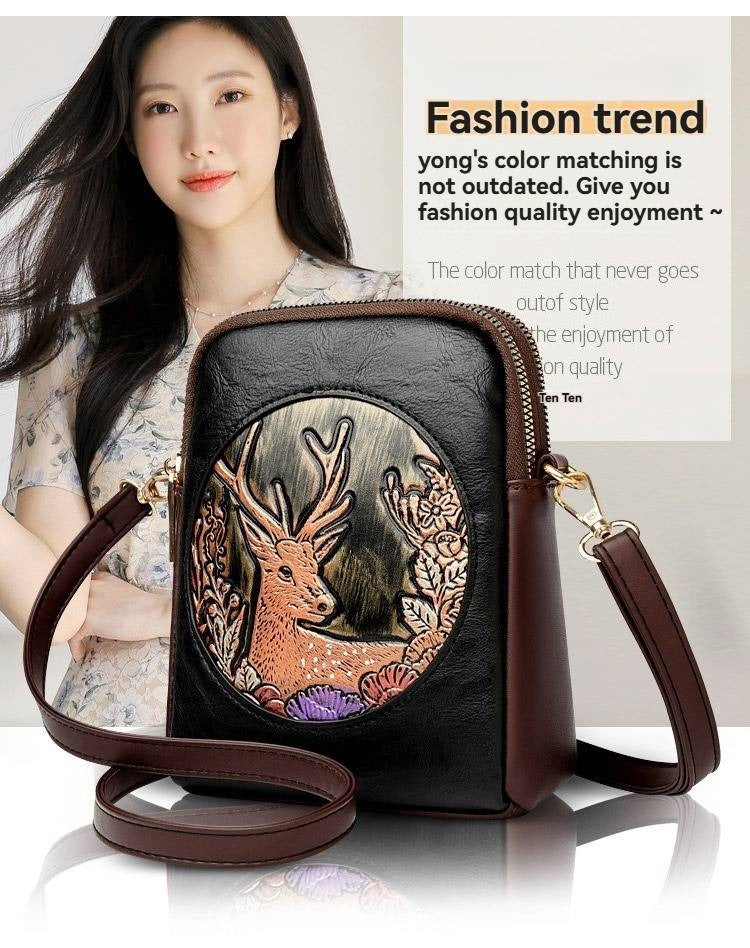 Retro Embossed High-End Double-Layer Casual Bag