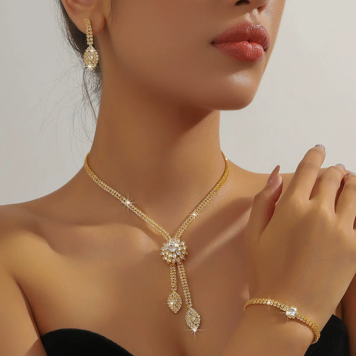 🌼✨ Women's Zircon Flower Jewelry Set – Elegant, Sparkling, Ready-to-Gift 💎