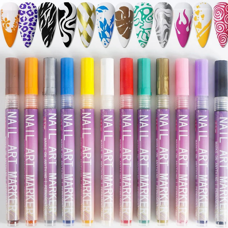 💅🎨 Nail Art Marker Pens | 12 Color Set 🌈✨