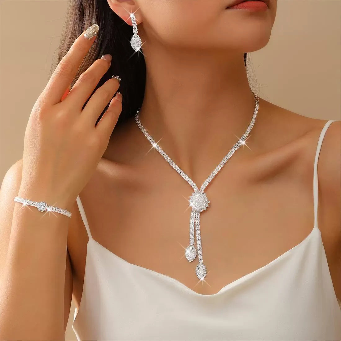 🌼✨ Women's Zircon Flower Jewelry Set – Elegant, Sparkling, Ready-to-Gift 💎