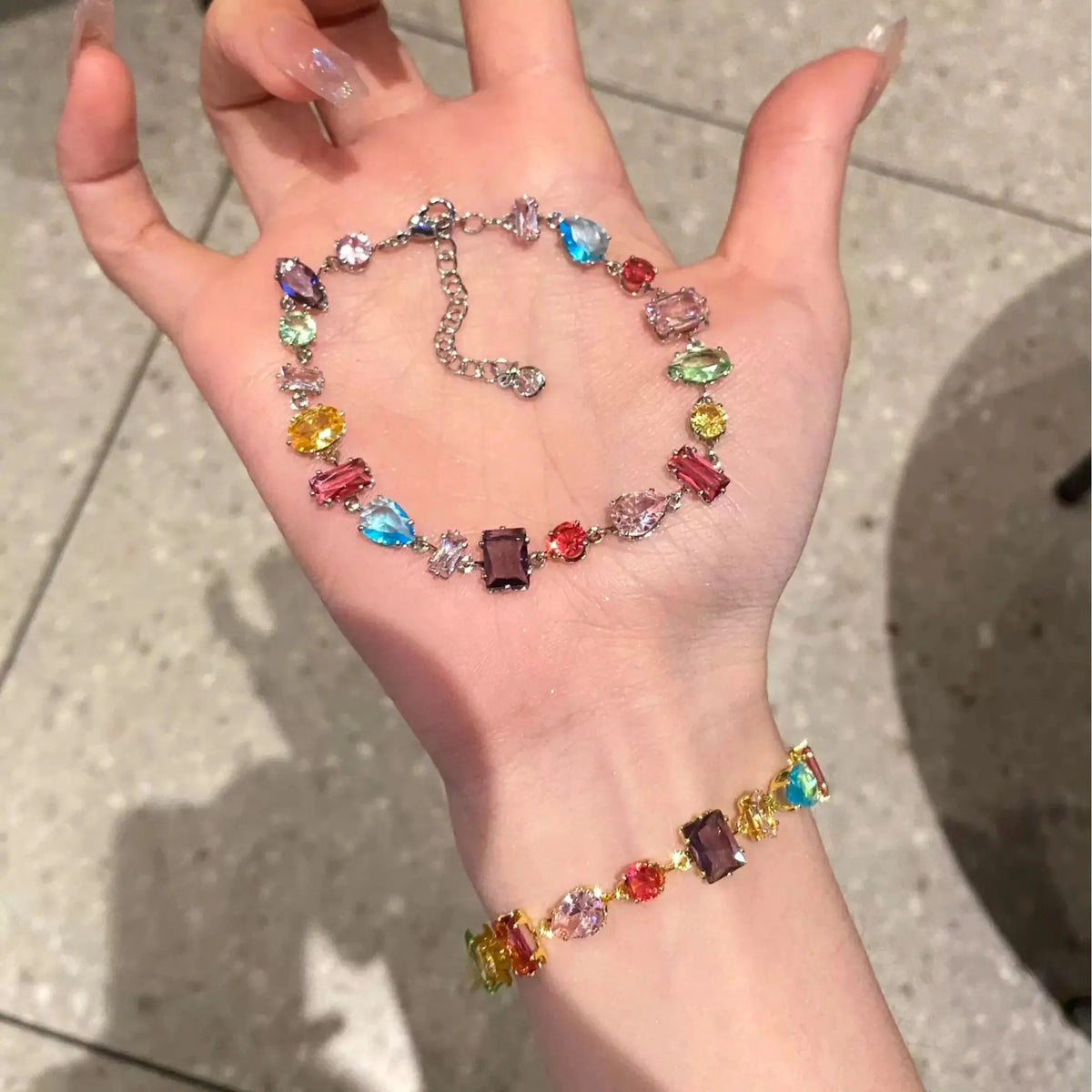 Shiny Rainbow Zircon Link Bracelet