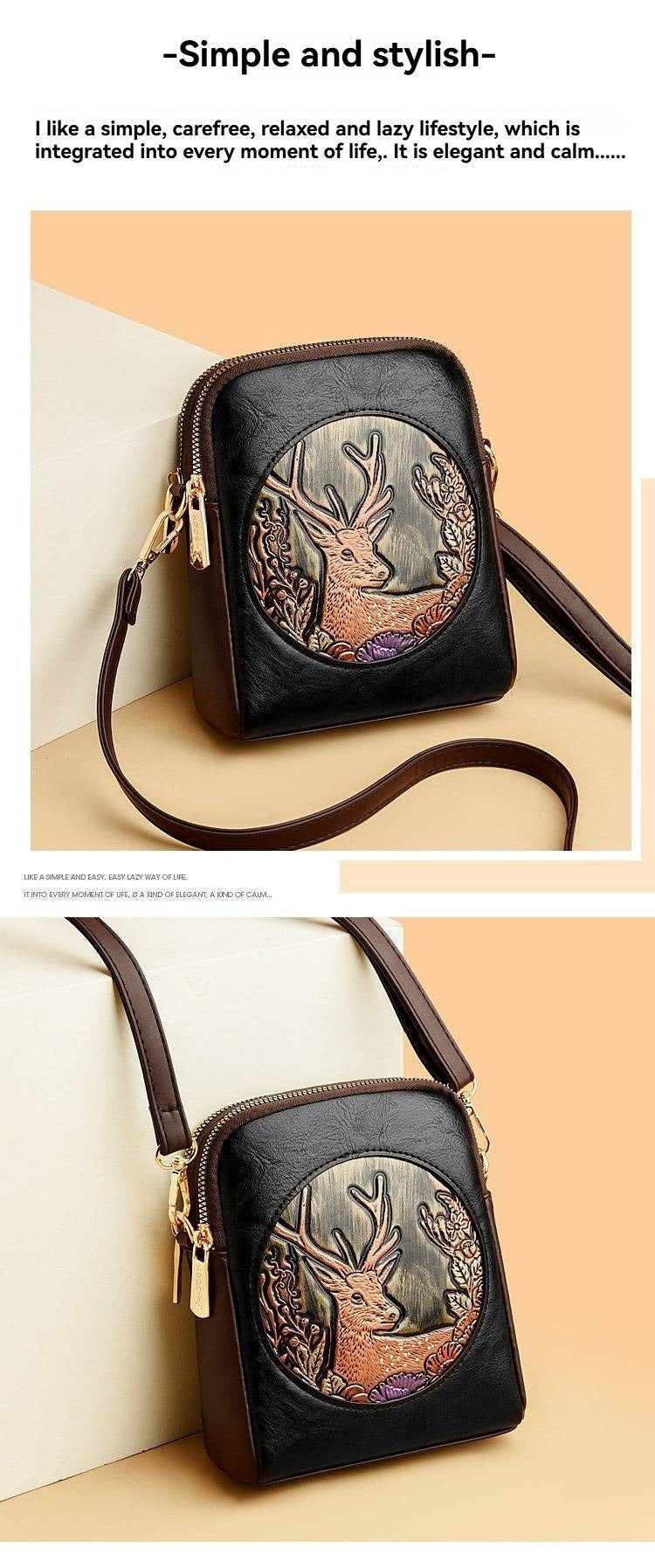 Retro Embossed High-End Double-Layer Casual Bag