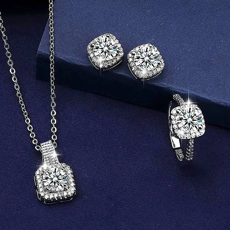 🔥Silver Jewelry Set (Necklace + earrings + ring)