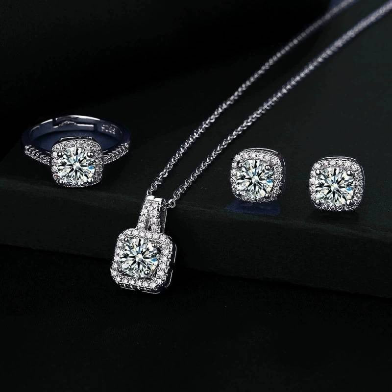 🔥Silver Jewelry Set (Necklace + earrings + ring)