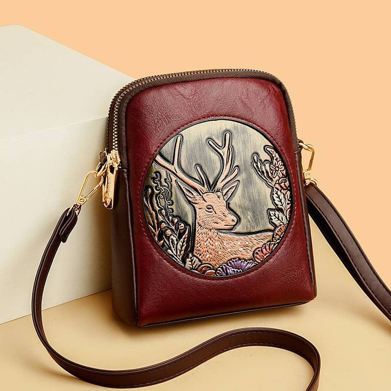 Retro Embossed High-End Double-Layer Casual Bag