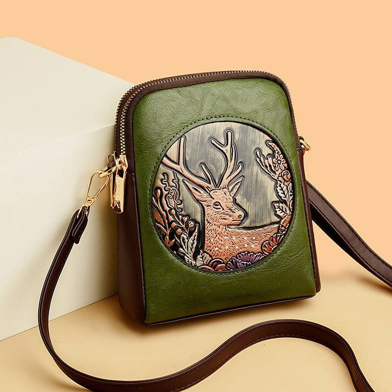 Retro Embossed High-End Double-Layer Casual Bag