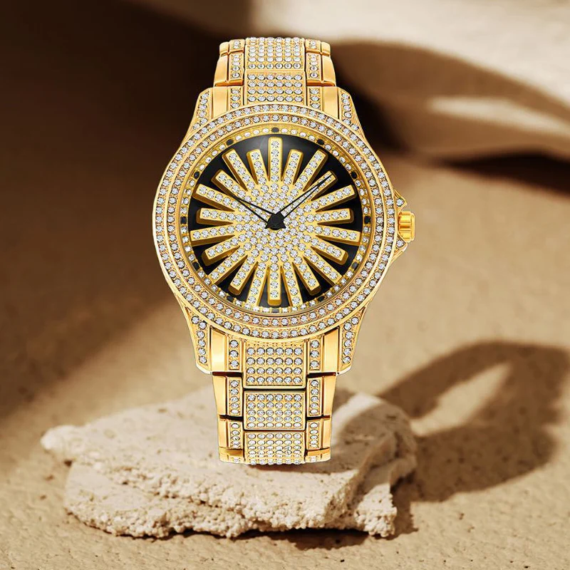Men's Iced-Out Rotating Dial Watch