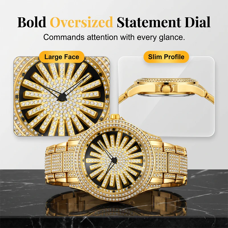Men's Iced-Out Rotating Dial Watch
