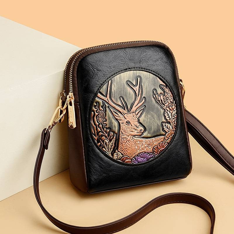Retro Embossed High-End Double-Layer Casual Bag