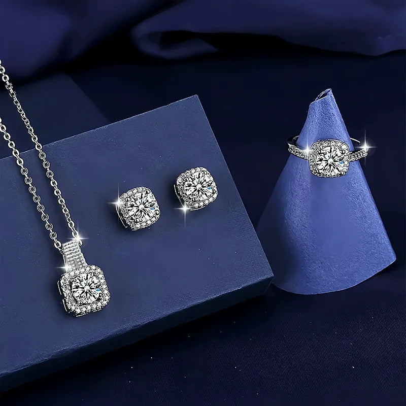 🔥Silver Jewelry Set (Necklace + earrings + ring)