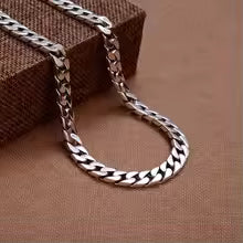 Men's Flat Miami Cuban Link Chain Solid 925 Sterling Silver