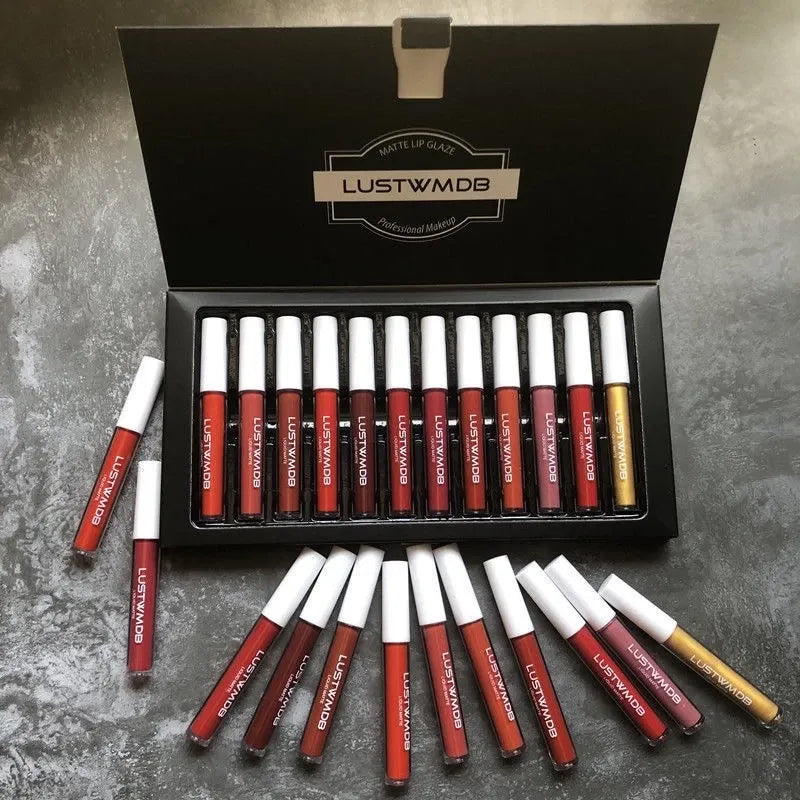[12 pcs] Matte lip glaze set, long-lasting, non-fading, non-stick and waterproof lipstick set