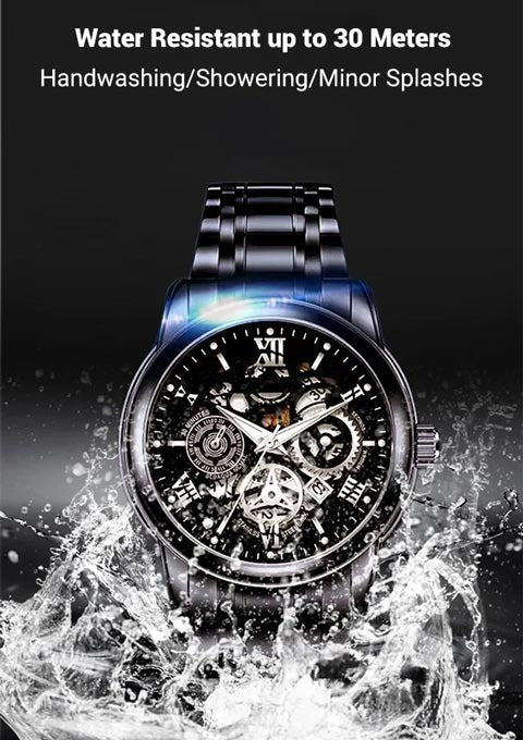 🔥Men's Waterproof Roman Skeleton Automatic Mechanical Watch
