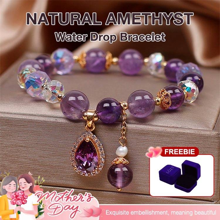 Natural Amethyst Water Drop Bracelet