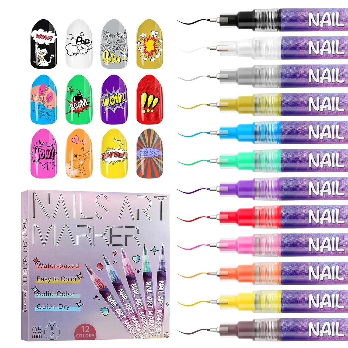 💅🎨 Nail Art Marker Pens | 12 Color Set 🌈✨