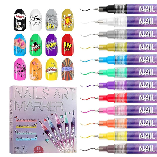 💅🎨 Nail Art Marker Pens | 12 Color Set 🌈✨