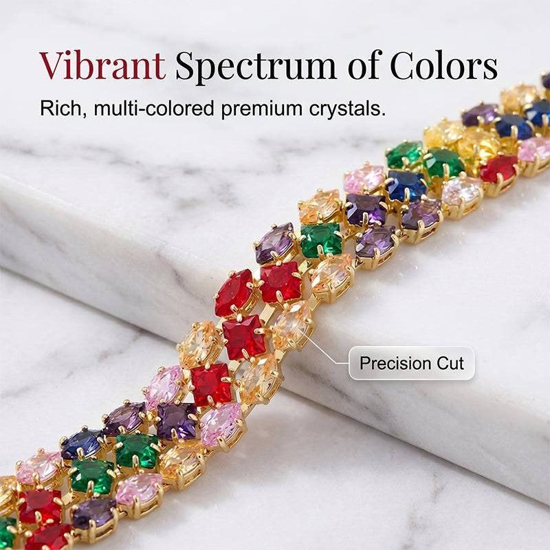 ✨ Women's Elegant Multi-Colored Crystal Bracelet – Luxury Rhinestone Stretch Bracelet