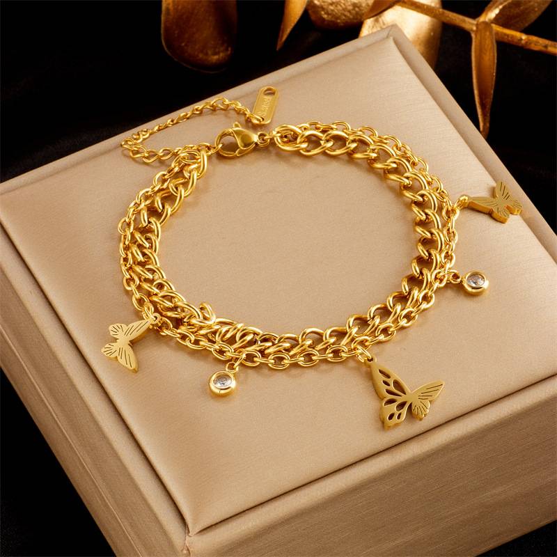✨ Gold Color Butterfly Charm Bracelet 🦋💛
