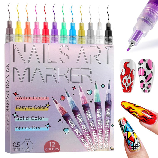 💅🎨 Nail Art Marker Pens | 12 Color Set 🌈✨