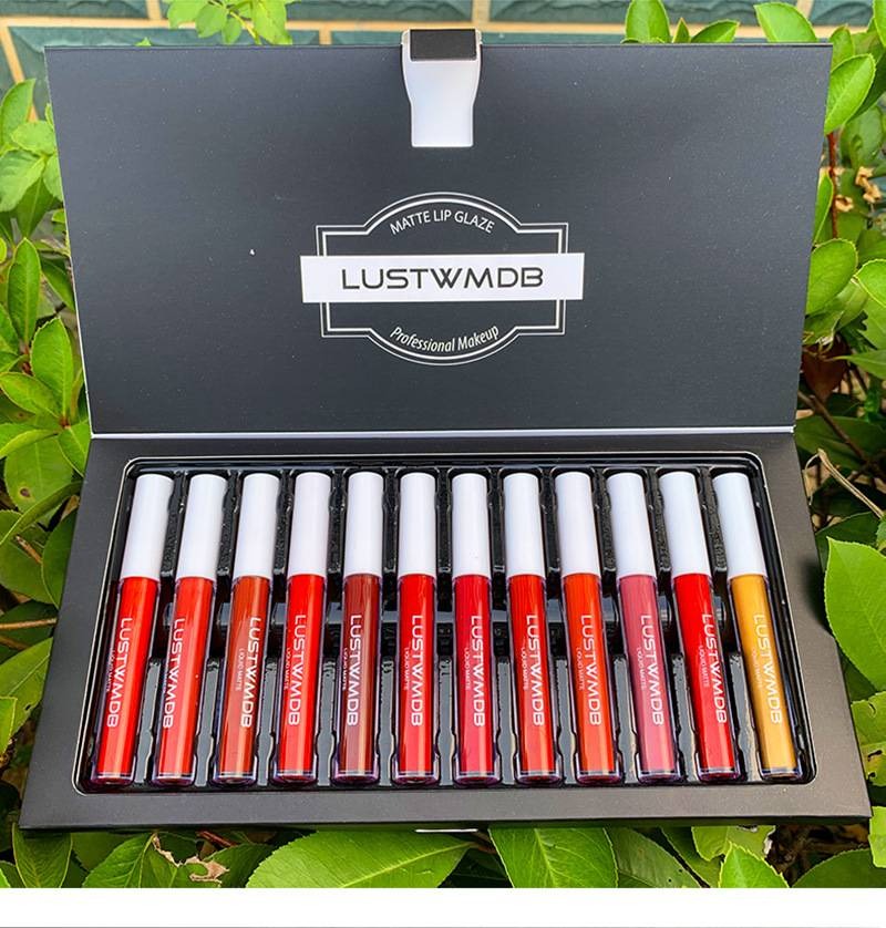 [12 pcs] Matte lip glaze set, long-lasting, non-fading, non-stick and waterproof lipstick set
