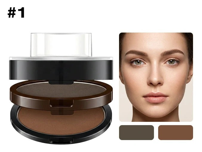 💄50% OFF NOW ! 🖌️2-Color Waterproof Eyebrow Stamp Powder Kit, Smudge-Proof Quick Natural Full Brow Makeup with Dual-End Brush
