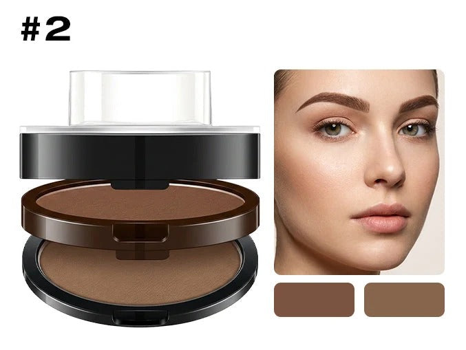 💄50% OFF NOW ! 🖌️2-Color Waterproof Eyebrow Stamp Powder Kit, Smudge-Proof Quick Natural Full Brow Makeup with Dual-End Brush