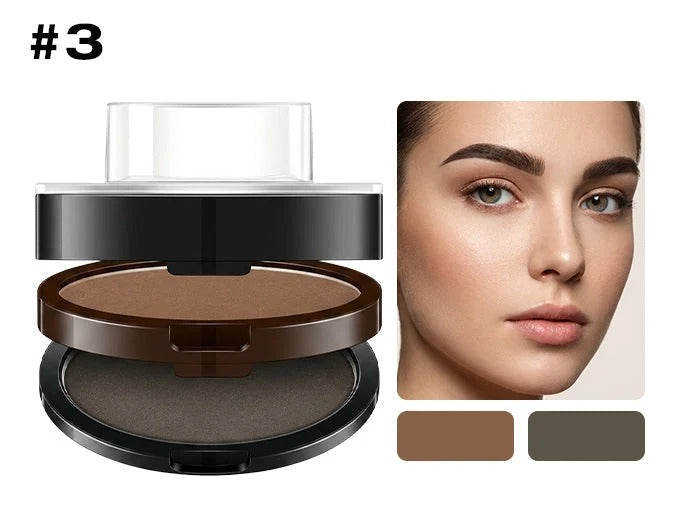 💄50% OFF NOW ! 🖌️2-Color Waterproof Eyebrow Stamp Powder Kit, Smudge-Proof Quick Natural Full Brow Makeup with Dual-End Brush