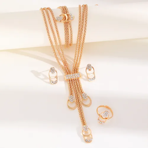 💎✨ Gold-Plated Exaggerated Jewelry Set – 4-Piece Collection 👑💖