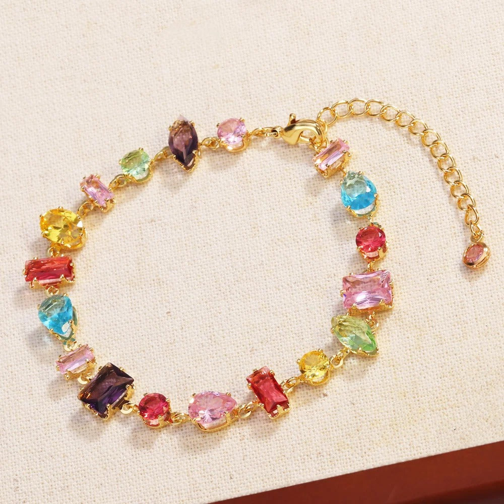 Shiny Rainbow Zircon Link Bracelet